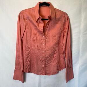 Pink by Thomas Pink Women’s Size 10 Button Up Shirt Pink Stripes 100% Cotton